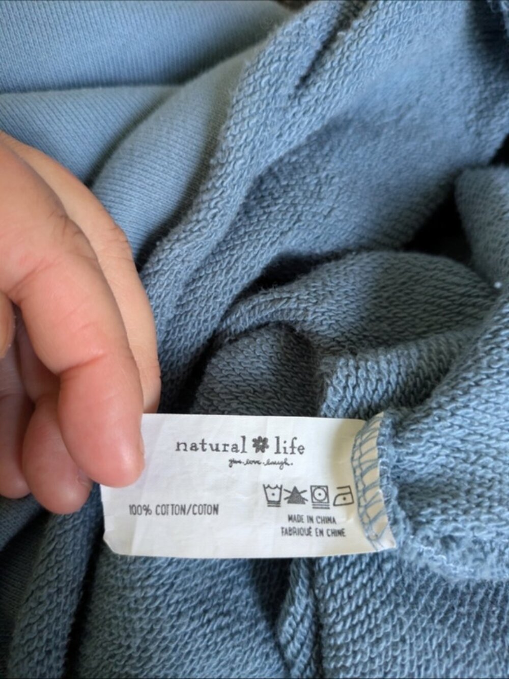 Natural Life Raw Hem Cropped Hoodie Blue Size XS/S Oversized Slouchy - Picture 7 of 7
